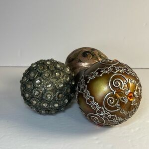 Set of 3 Decorative Embellished Spheres